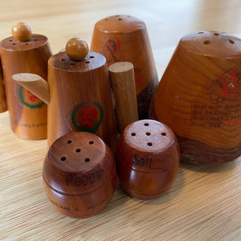 Vintage Wood Salt & Pepper Shakers from New Mexico, Yosemite, Fisherman’s Wharf